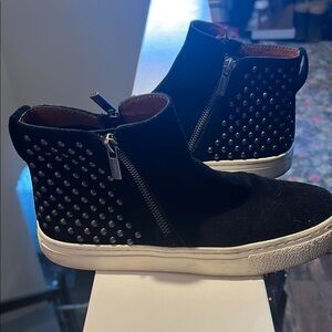 Black Studded High-Top Sneakers